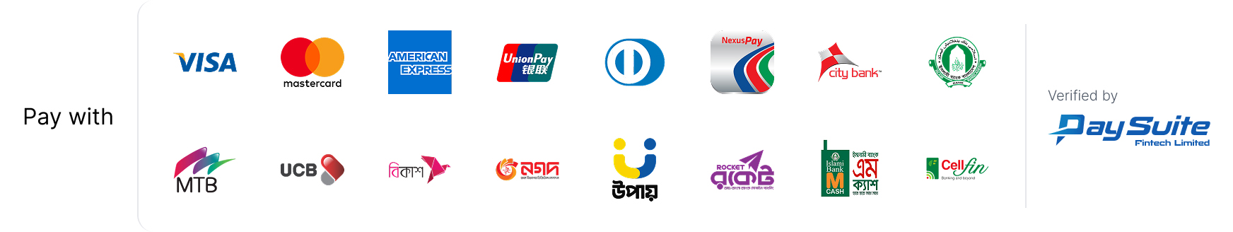 Accepted payment methods